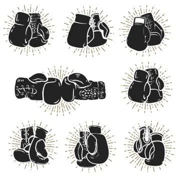 Set of the boxing gloves isolated on white background. Design element for log Stock Illustration