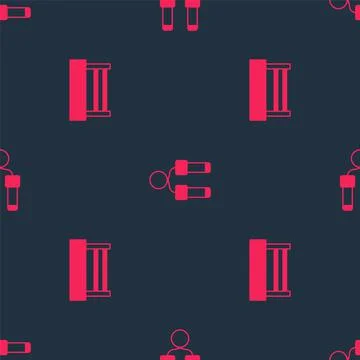 Set Boxing ring and Jump rope on seamless pattern. Vector Illustrazione stock