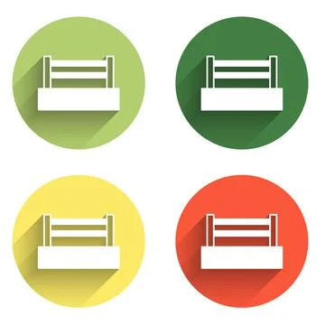 Set Boxing ring icon isolated with long shadow background. Color circle but.. Stock Illustration