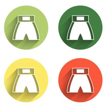 Set Boxing short icon isolated with long shadow background. Color circle bu.. Stock Illustration