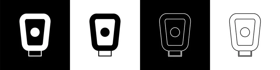 Set Boxing training paws icon isolated on black and white background. Vector 스톡 일러스트