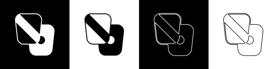 Set Boxing training paws icon isolated on black and white background.  Vector Stock Illustration