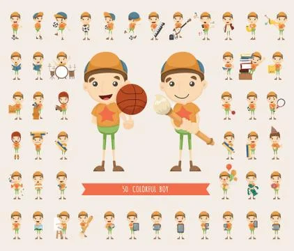Set of boy character collection Stock Illustration