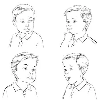 Set boy emotions Stock Illustration