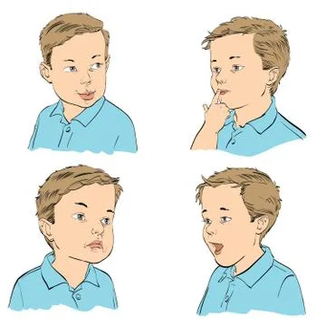 Set boy emotions Stock Illustration
