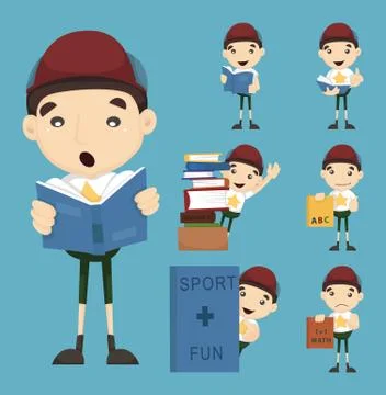 Set of boy learn Stockillustratie