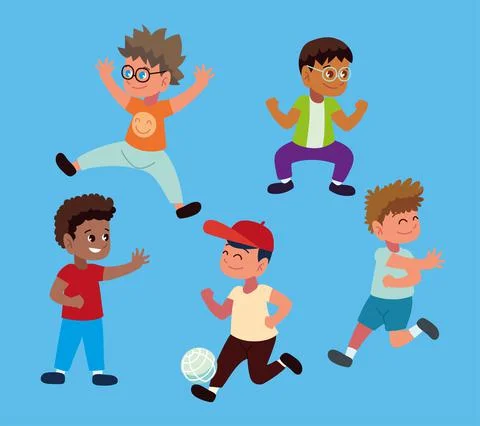 Set boys playing Illustrazione stock