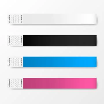 Set of bracelets for live performance entrance, access control design for dan Stock Illustration