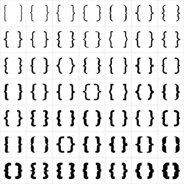 Set of braces or curly brackets icon. Vector Stock Illustration