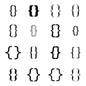 Set of braces or curly brackets icon Stock Illustration