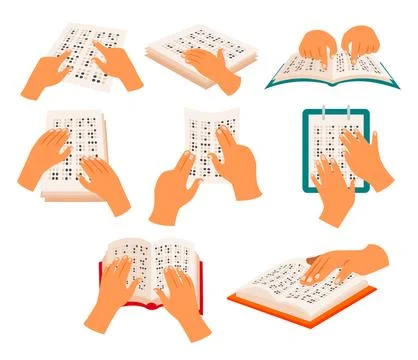 Set of Braille Hands collection for World Braille Day background. January 4.. Stock Illustration
