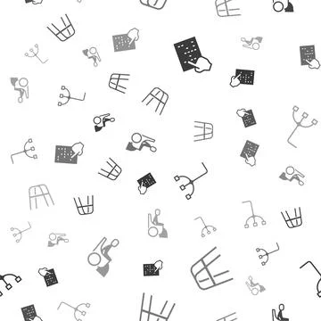 Set Braille, Walker, Walking stick cane and Woman wheelchair on seamless pattern Stock Illustration