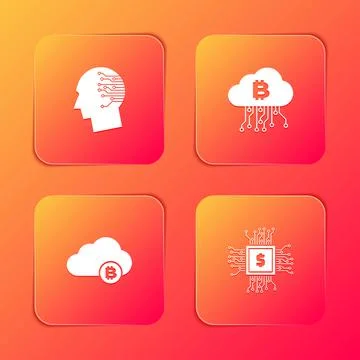 Set Brain as digital circuit board, Cryptocurrency cloud mining,  and Process イラスト素材