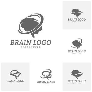 Set of Brain Logo Vector Template. Brain Logo Concepts Stock Illustration