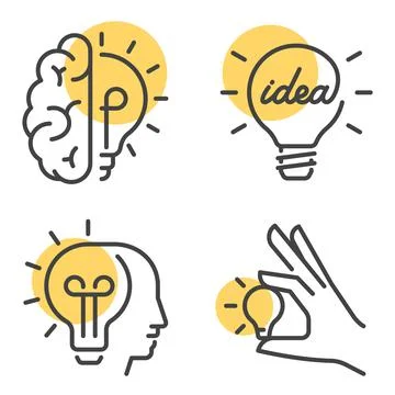 Set of brainstorming and idea concept vector designs Illustrazione stock
