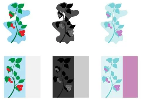 Set branch red cherry. Berry and fruit vector. Stock Illustration