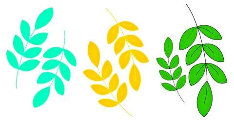 Set of branches of leaves of different colors Stock Illustration