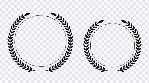 A set of branches with leaves in different variations. Round award of laure.. Stock Illustration