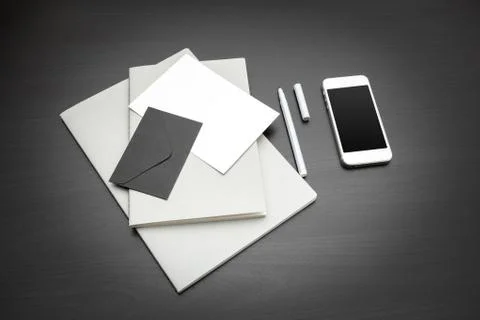 Set of branding elements on deep black background Stock Photos