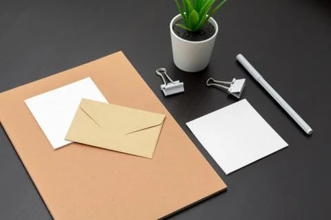 Set of branding elements on deep black background Stock Photos