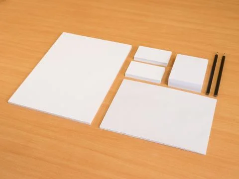 Set of branding elements with pencil 스톡 사진