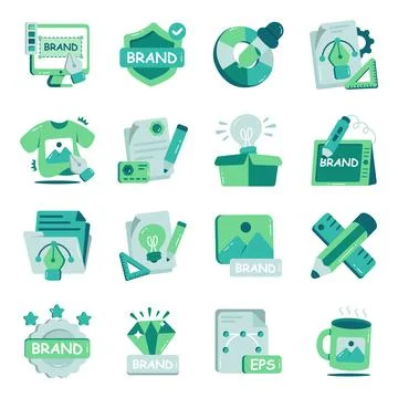 Set of Branding Flat Icons Illustrazione stock