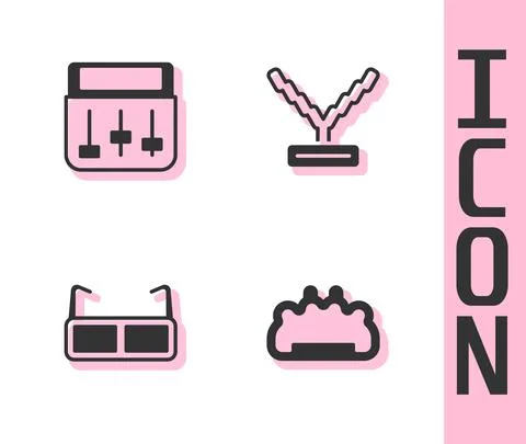 Set Brass knuckles, Drum machine music, Glasses and Rapper chain icon. Vector Stock Illustration