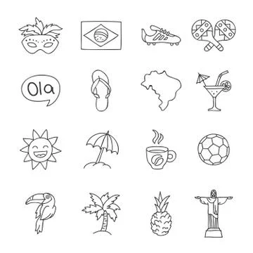 Set Brazilian icons. Vector Stock Illustration