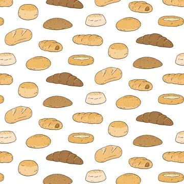 Set of bread and bakery product hand drawn vector illustration. Illustrazione stock