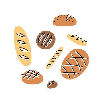 Set of bread illustration for bakery Stock Illustration