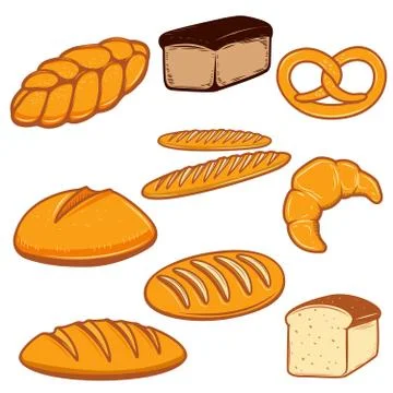 Set of bread illustrations. Fresh bakery. Design elements for po Illustrazione stock