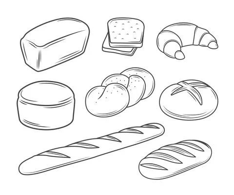 Set Of Bread Illustrations Stock Illustration
