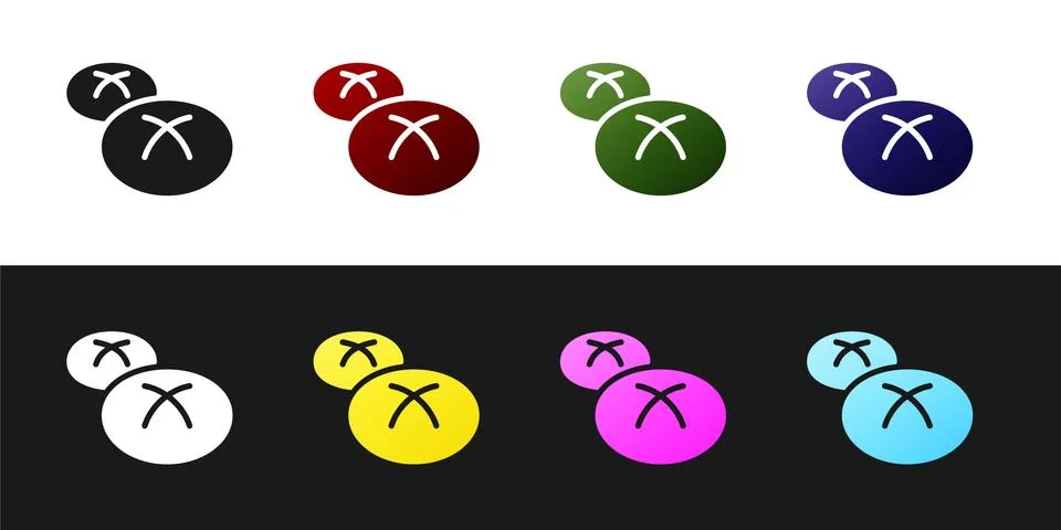 Set Bread loaf icon isolated on black and white background. Vector イラスト素材