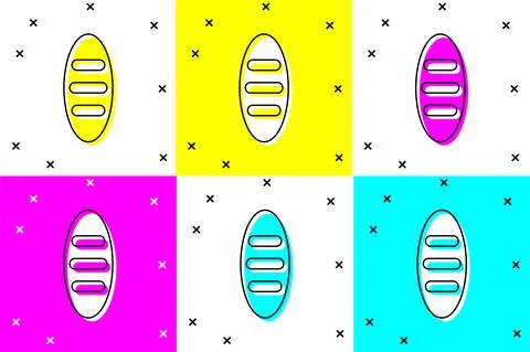 Set Bread loaf icon isolated on color background. Vector Illustrazione stock