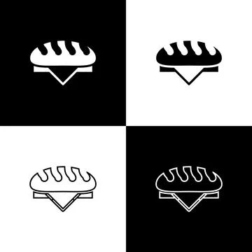 Set Bread loaf icon isolated on black and white background. Vector イラスト素材