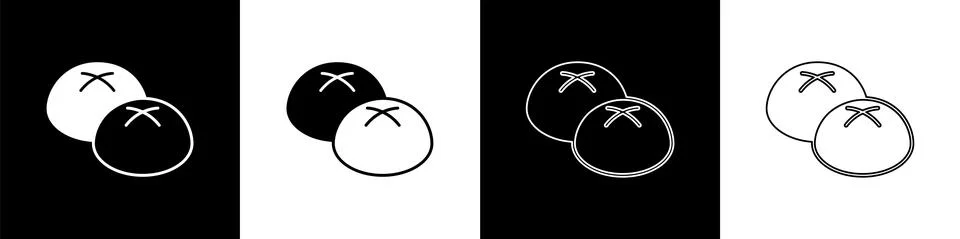 Set Bread loaf icon isolated on black and white background. Vector Stock Illustration