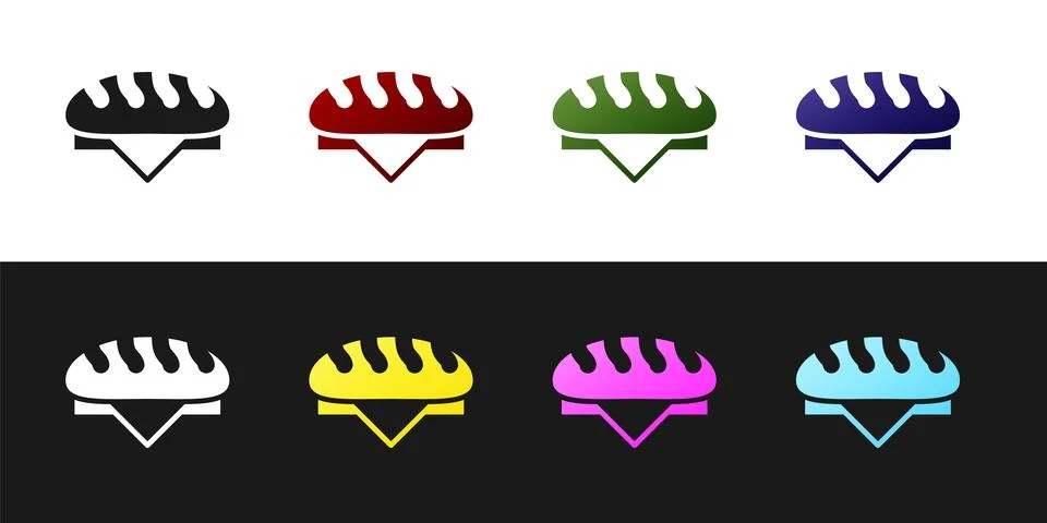 Set Bread loaf icon isolated on black and white background.  Vector 스톡 일러스트