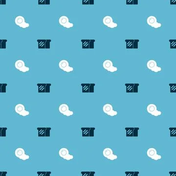Set Bread toast and Scrambled eggs on seamless pattern. Vector Illustrazione stock
