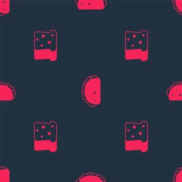 Set Bread toast and Taco with tortilla on seamless pattern. Vector Illustrazione stock