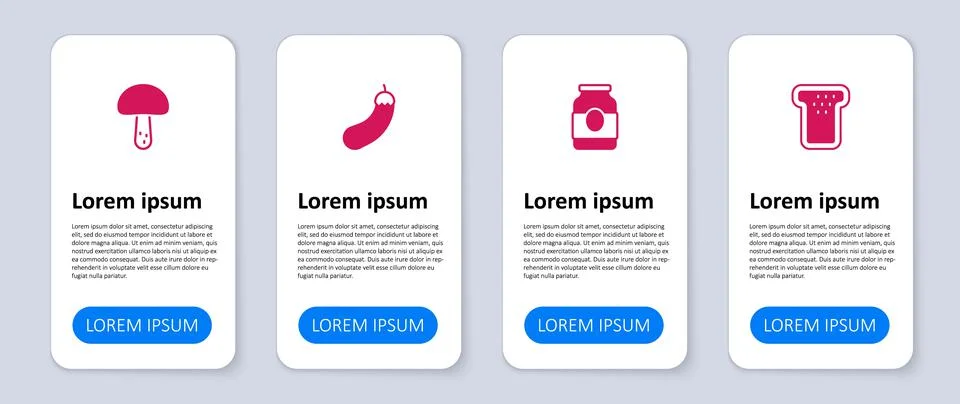 Set Bread toast, Jam jar, Eggplant and Mushroom. Business infographic template Stock Illustration