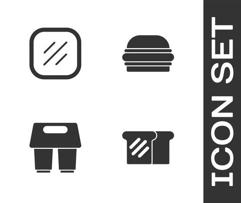 Set Bread toast, Steak meat, Coffee cup go and Burger icon. Vector イラスト素材