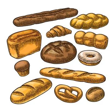 Set bread. Vector black vintage engraving イラスト素材