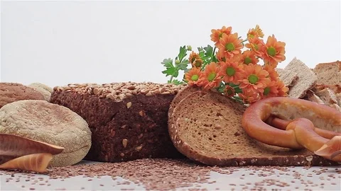 Set of breads and cereals Stock Footage 80981493