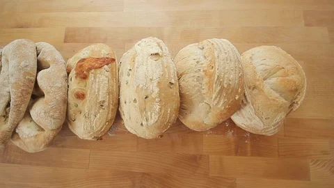 Set of breads on the table Stock Footage 130040945