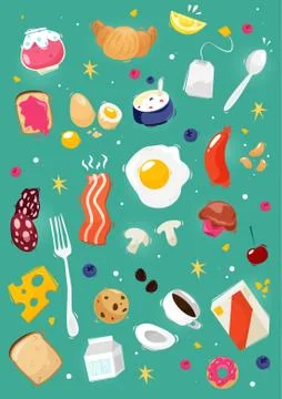 Set Breakfast. Vector Stock Illustration