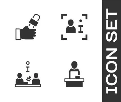 Set Breaking news, Journalist, Interview and Television report icon. Vector Illustrazione stock