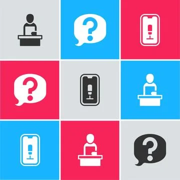 Set Breaking news, Speech bubble chat and Mobile recording icon. Vector 스톡 일러스트
