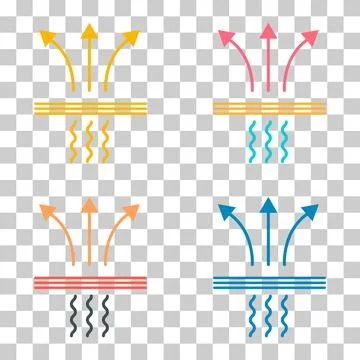 Set of Breathable resistant icon, waterproof material protection sign, web ve Stock Illustration