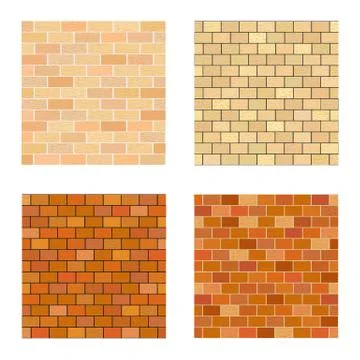 Set brick different color on white background Stock Illustration
