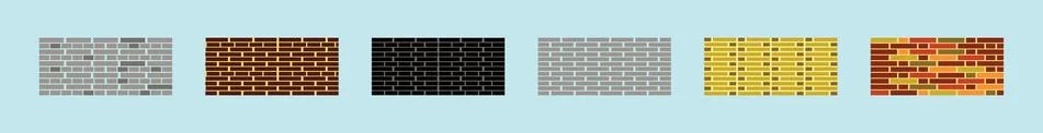 Set of brick layer cartoon icon design template with various models. Stock Illustration